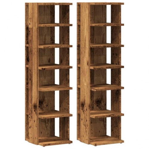 Skoskabe 2 stk. - 28×27×102 cm i konstrueret træ, gammelt træ-look