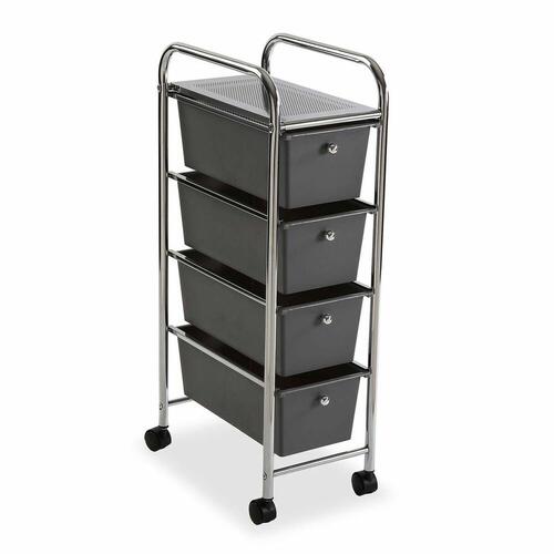 Badeværelse reol Versa Grå Med hjul Metal Plastik (24 x 81,5 x 39 cm)