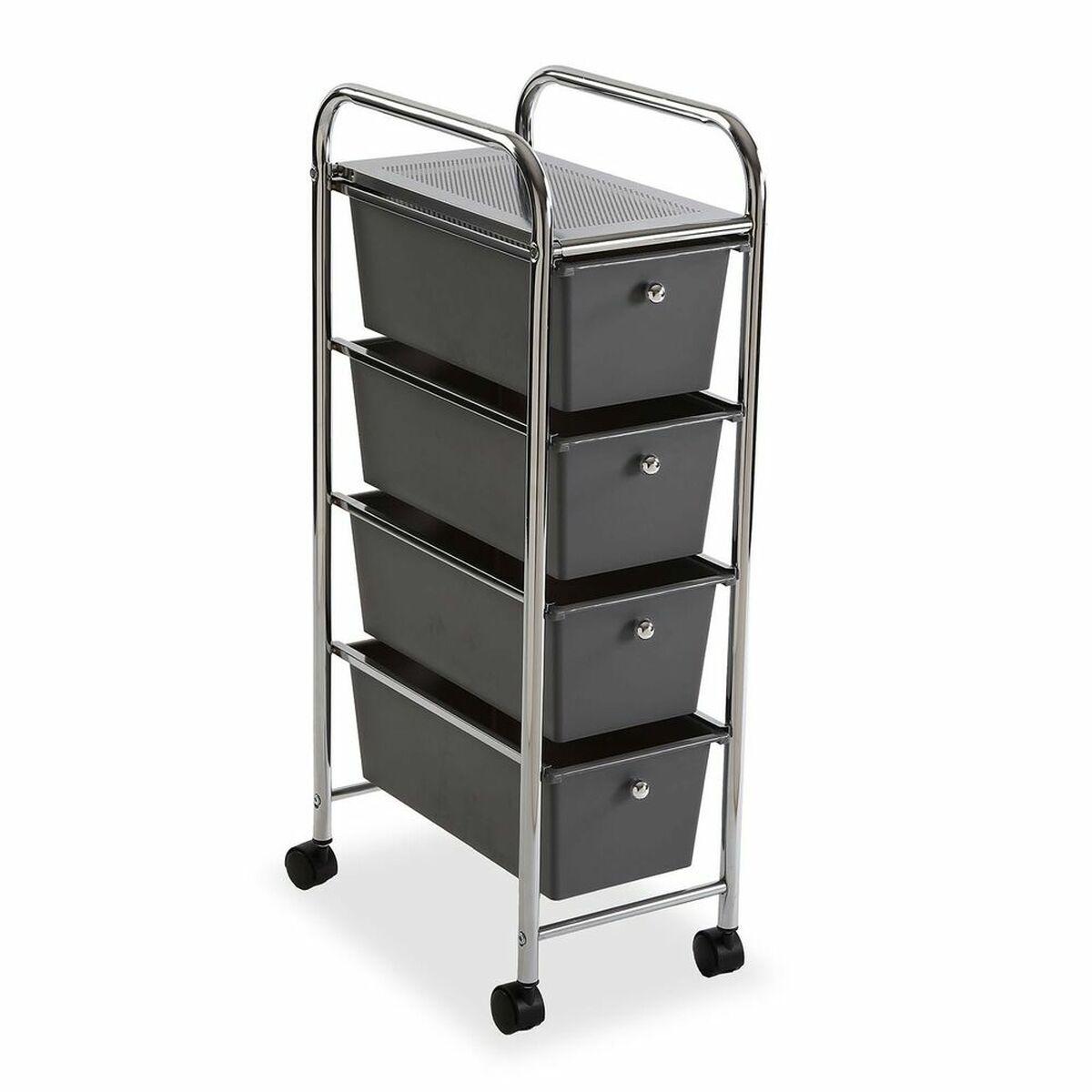 Badeværelse reol Versa Grå Med hjul Metal Plastik (24 x 81,5 x 39 cm)