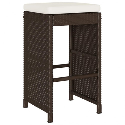 Udendørs barstole med hynder 6 stk. polyrattan brun