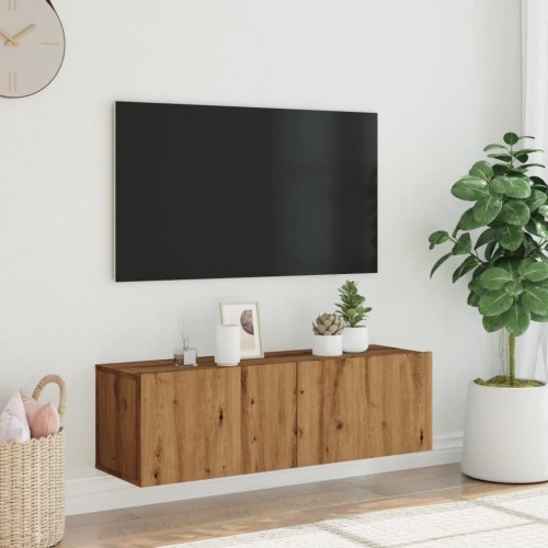 Væghængt tv-bord 100 x 30 x 30 cm med 2 låger