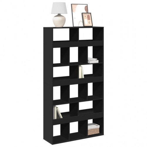 Bogreol med 15 rum - 100x33x187,5 cm - sort konstrueret træ