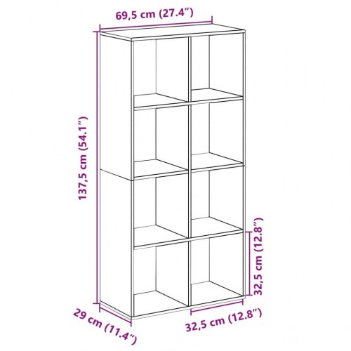 Bogreol som rumdeler 69,5 x 29 x 137,5 cm - antikt træ