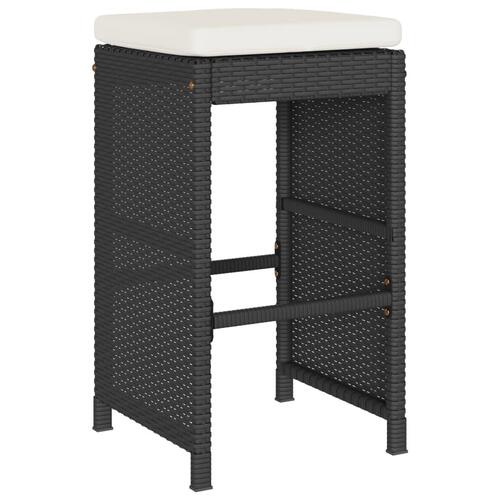 Barstole til haven med hynder 4 stk. polyrattan sort