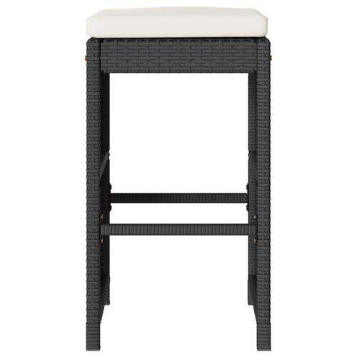 Barstole til haven med hynder 4 stk. polyrattan sort