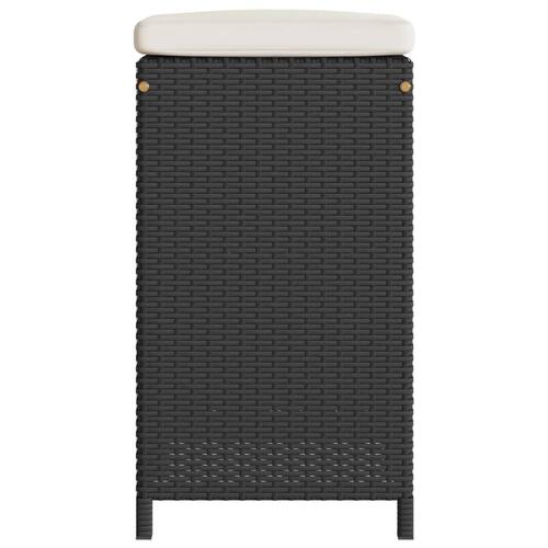 Barstole til haven med hynder 4 stk. polyrattan sort