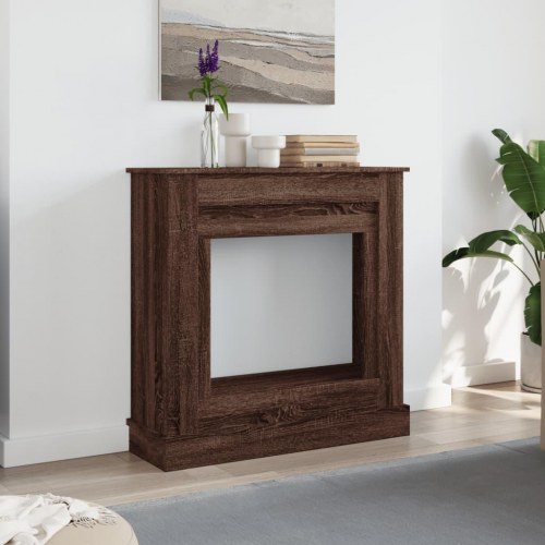 Pejseforsats til LED-flamme 90 x 30 x 90 cm - brun egetræ