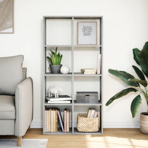 Bogreol som rumdeler 69,5 x 29 x 137,5 cm - betongrå