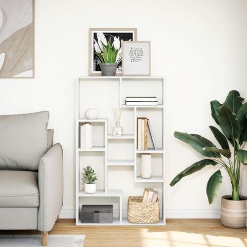 Bogreol 72x20x120 cm konstrueret træ hvid