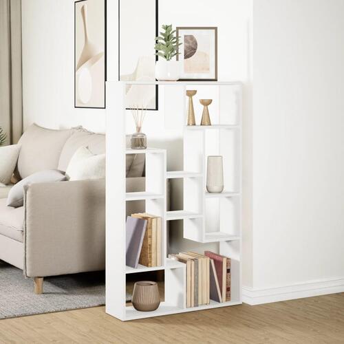 Bogreol 72x20x120 cm konstrueret træ hvid