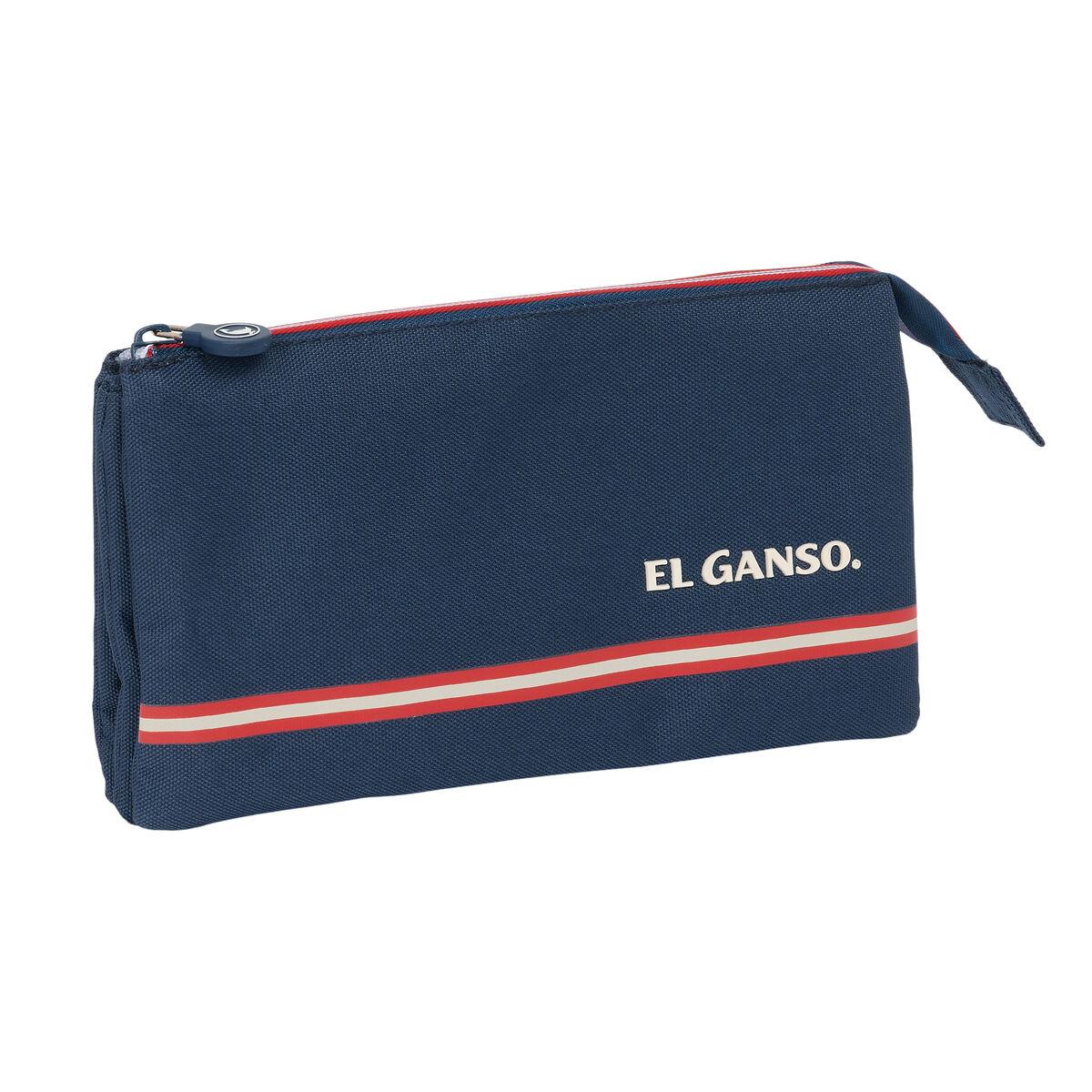 Penalhus El Ganso tredobbelt - Classic, marineblå 22 × 12 × 3 cm