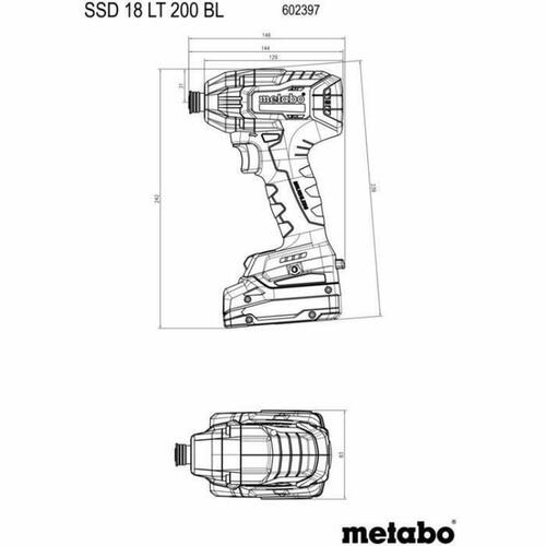 Skruetrækker Metabo SSD 18 LT 200 BL 200 Nm