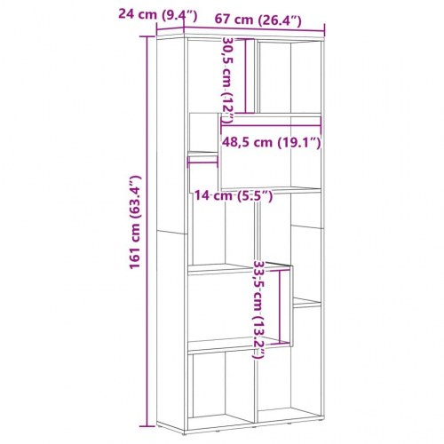 Bogreol i håndlavet eg 67×24×161 cm - konstrueret træ