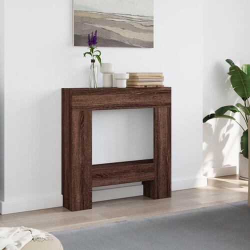 Forsats til pejs 81x18x82 cm konstrueret træ brun egetræ
