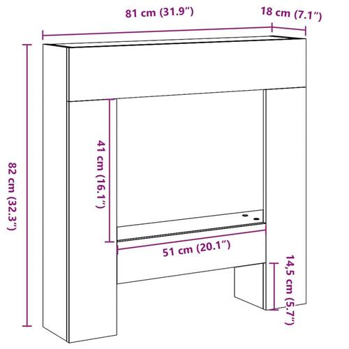 Forsats til pejs 81x18x82 cm konstrueret træ brun egetræ