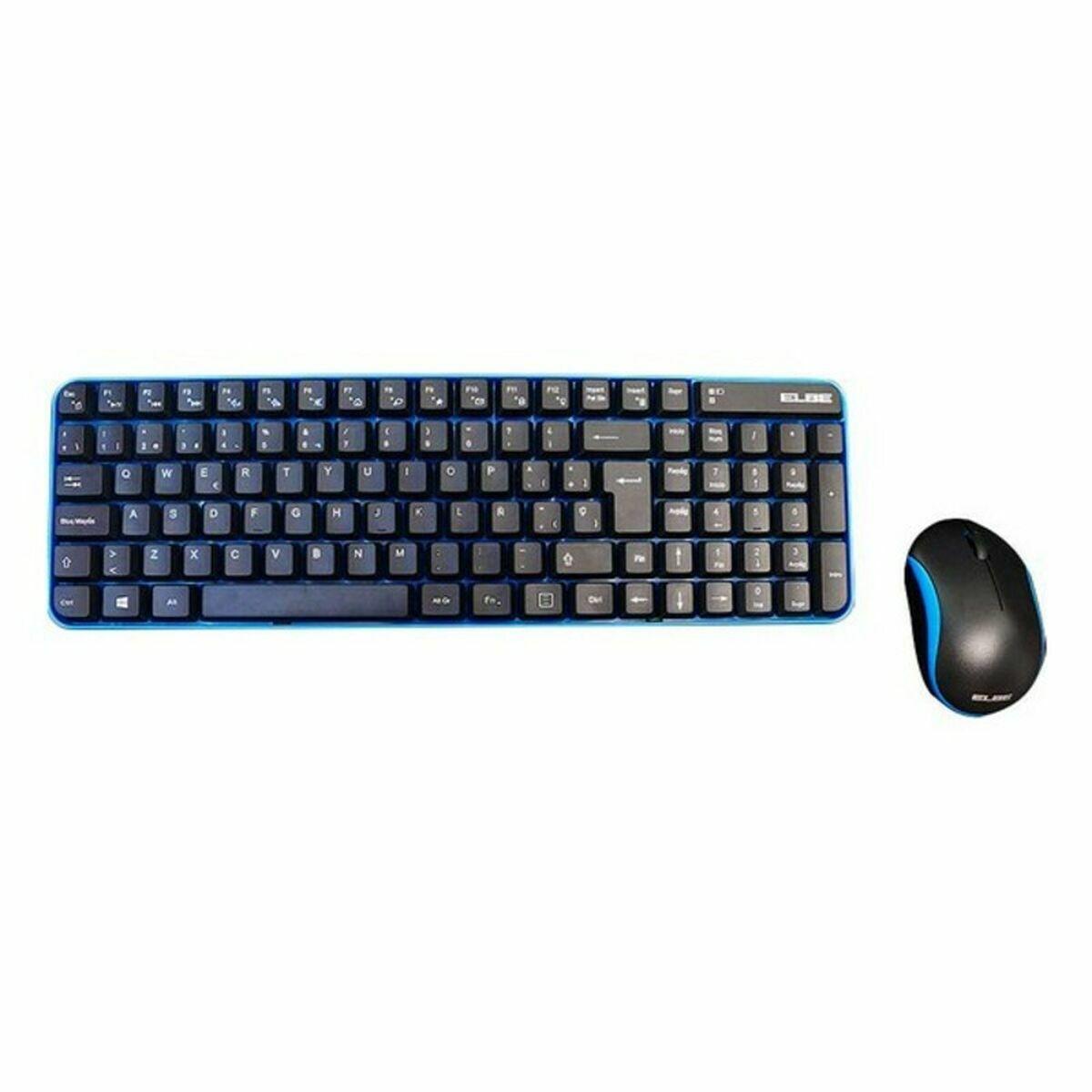 Tastatur Og Trådløs Mus Elbe Ptr101 Sort