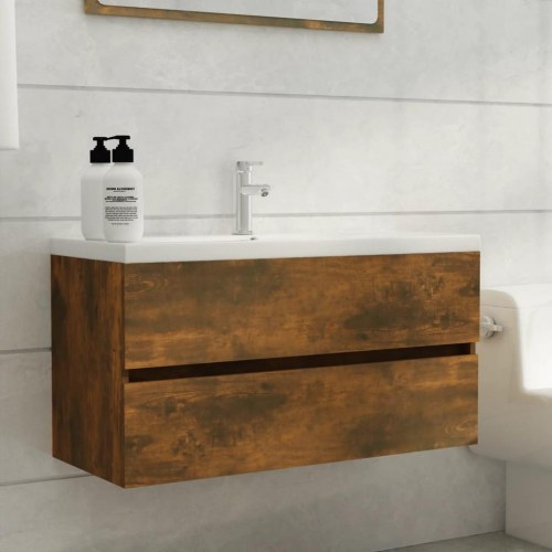 Vaskeskab 90 x 38,5 x 45 cm - røget egetræ