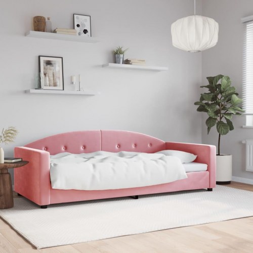 Daybed 90x200 cm i velour - lyserød sovesofa