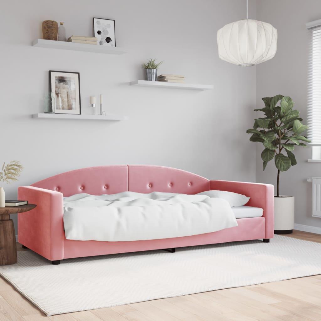 Daybed Velour Pink Lyserød - uden madras / 90 x 200 cm
