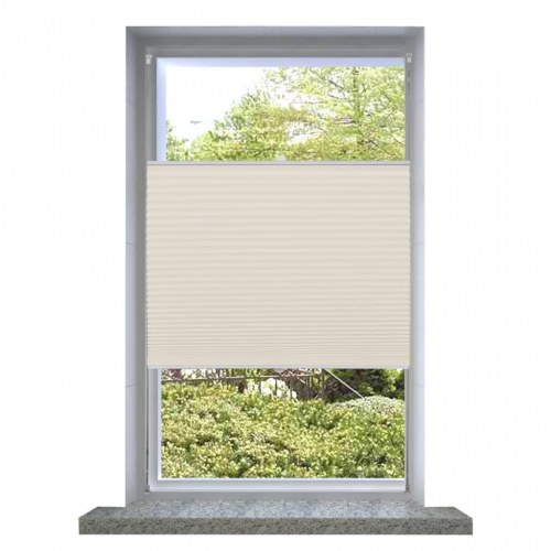 Plisségardin 90×100 cm - cremefarvet, justerbart uden boring