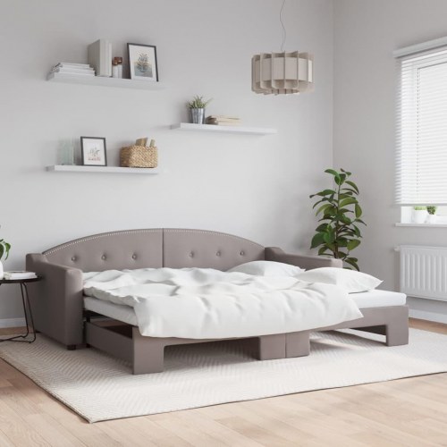 Daybed med udtræk 90x200 cm stof gråbrun