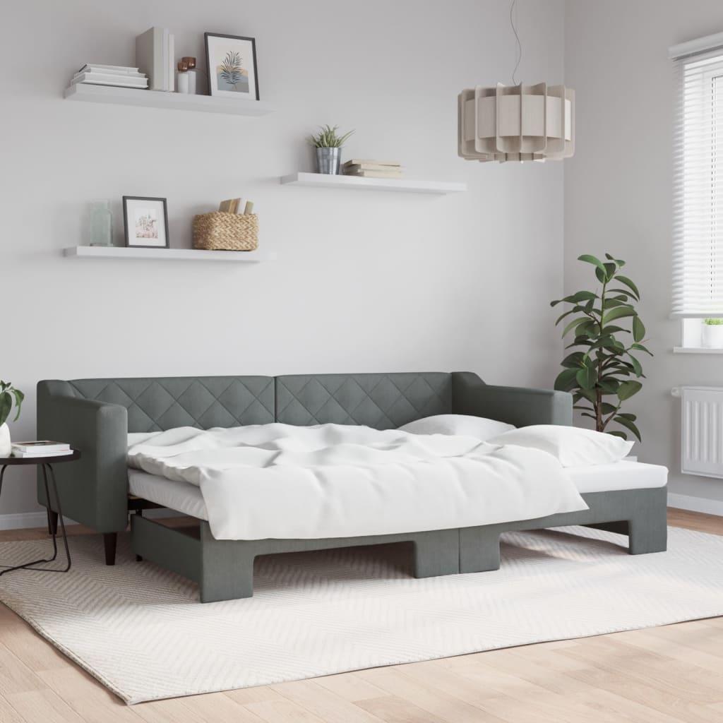 Daybed Med Udtræk 80x200 Stof Mørkegrå