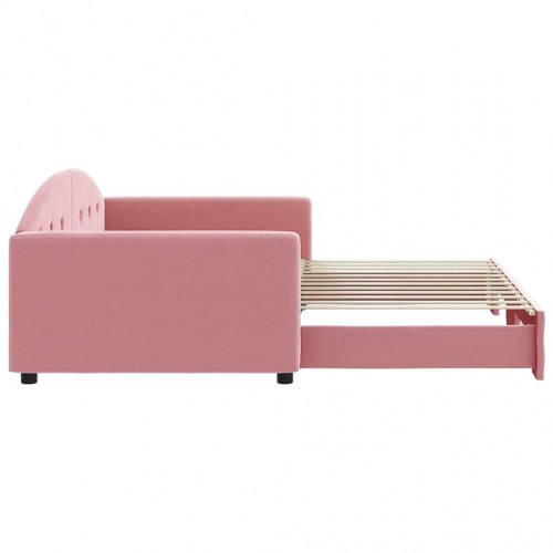 Daybed med udtræk 100 x 200 cm velour - lyserød
