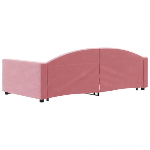Daybed med udtræk 100 x 200 cm velour - lyserød