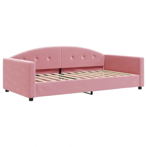 Daybed med udtræk 100 x 200 cm velour - lyserød