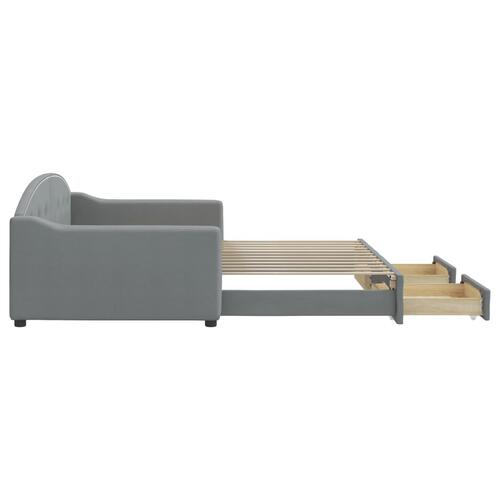 Daybed med udtræk og skuffer 100x200 cm stof lysegrå