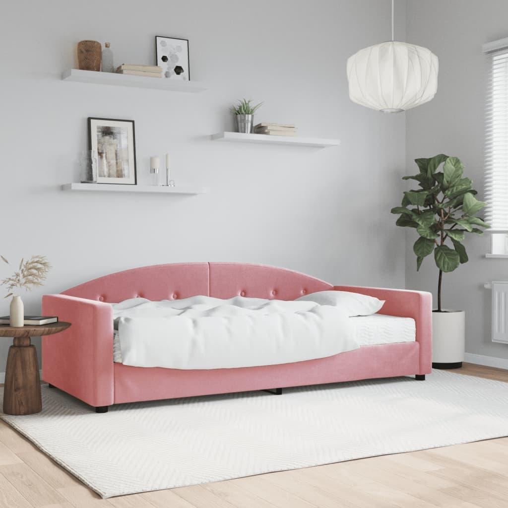 Daybed med madras 90x200 cm velour pink billede