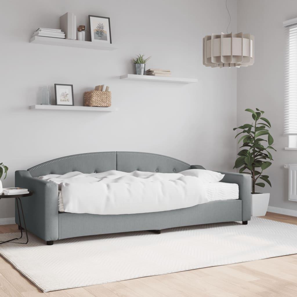 Daybed med madras 90x200 cm stof lysegrå billede