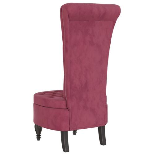 Stol med høj ryg knapdesign velour vinrød