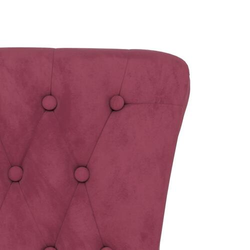 Stol med høj ryg knapdesign velour vinrød
