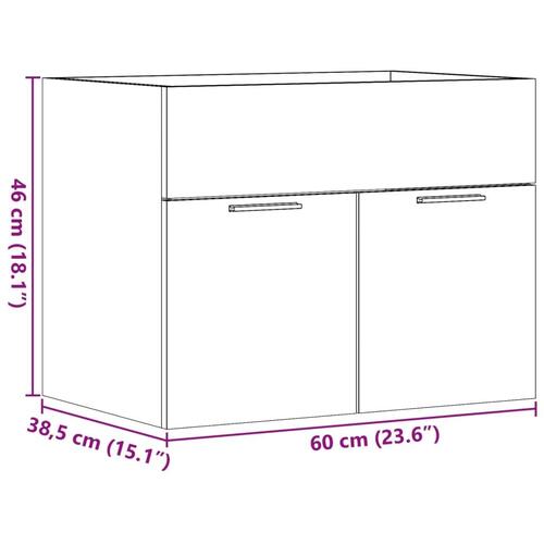 Skab til håndvask 60x38,5x46 cm konstrueret træ betongrå