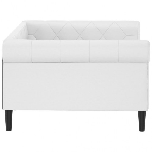 Daybed 100×200 cm i kunstlæder - hvid sengeramme/sovesofa