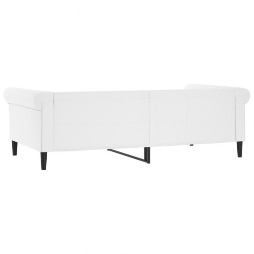 Daybed 100×200 cm i kunstlæder - hvid sengeramme/sovesofa