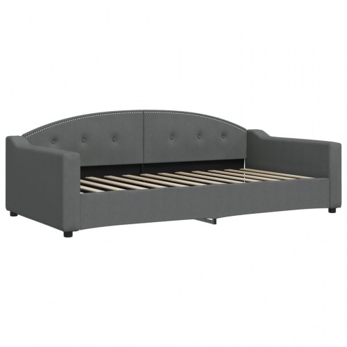 Daybed 100×200 cm i stof - mørkegrå sengeramme med armlæn