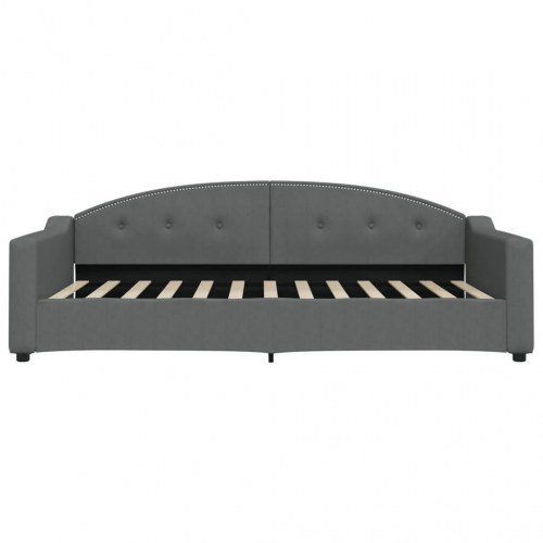 Daybed 100×200 cm i stof - mørkegrå sengeramme med armlæn