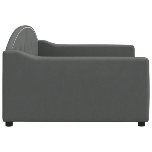 Daybed 100×200 cm i stof - mørkegrå sengeramme med armlæn