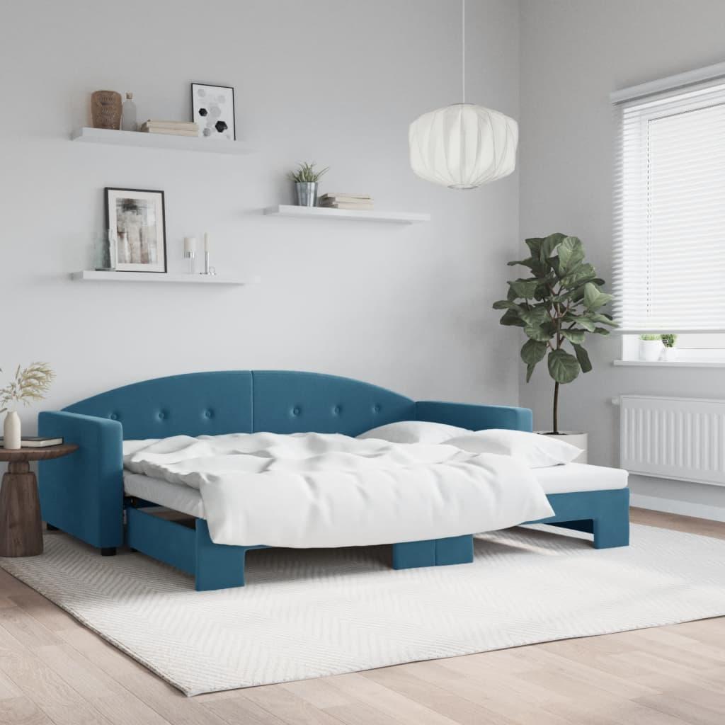 vidaXL daybed med udtræk 90x200 cm velour blå