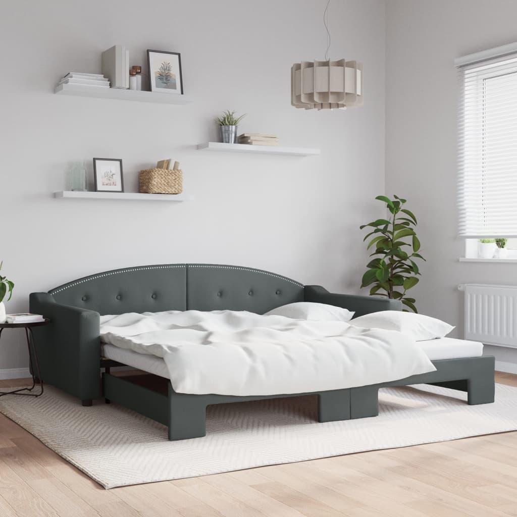 Daybed med udtræk 100x200 cm stof mørkegrå billede