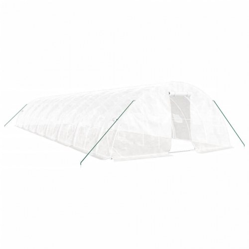 Drivhus med stålstel 80 m² 16 x 5 x 2,3 m hvid