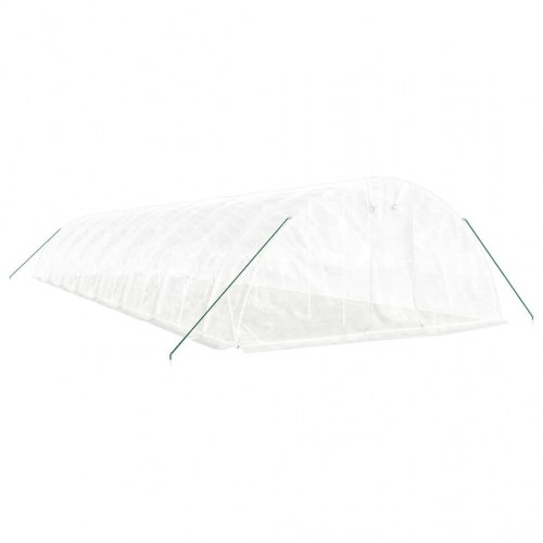 Drivhus med stålstel 80 m² 16 x 5 x 2,3 m hvid