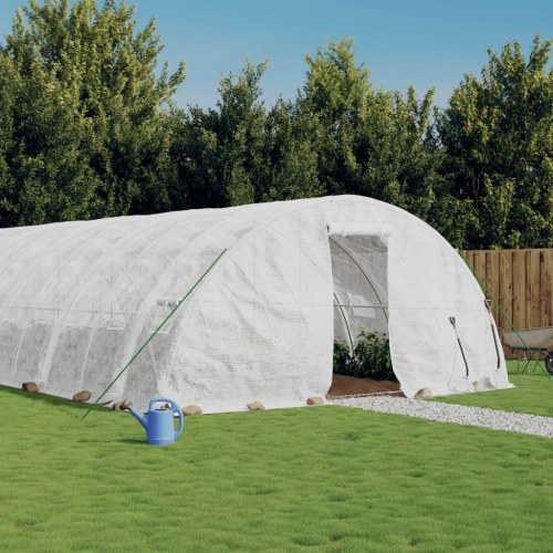 Drivhus med stålstel 100 m² 20 x 5 x 2,3 m hvid