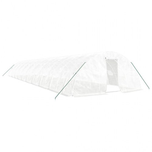 Drivhus med stålstel 100 m² 20 x 5 x 2,3 m hvid