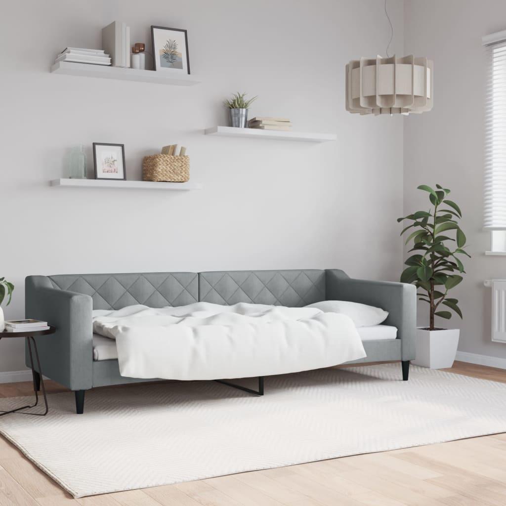 Daybed 80x200 cm stof lysegrå billede