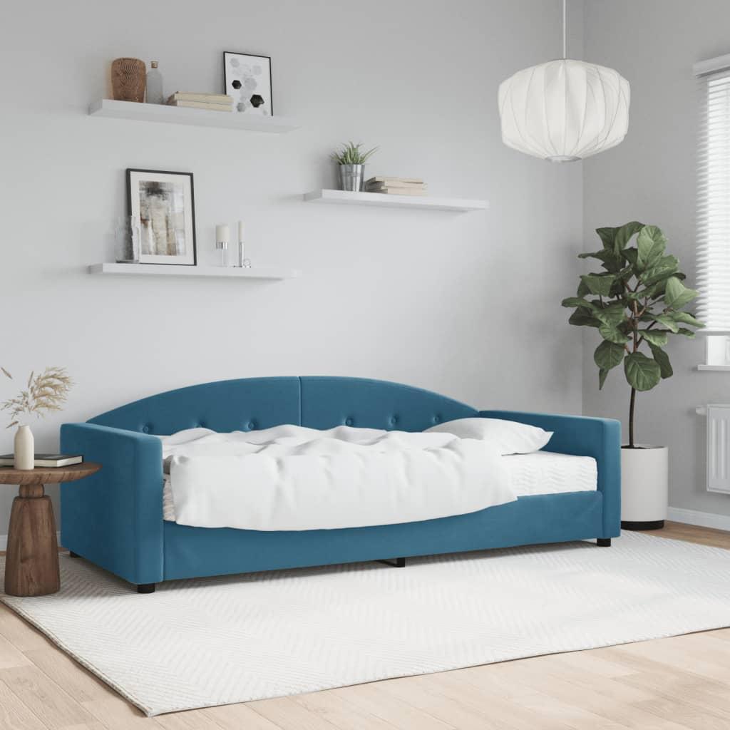 Daybed Velour Blå - med madras / 90 x 200 cm