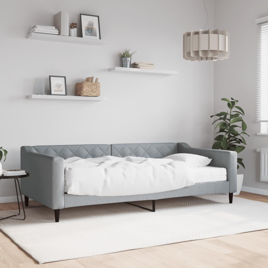 Daybed med madras 100x200 cm stof lysegrå billede