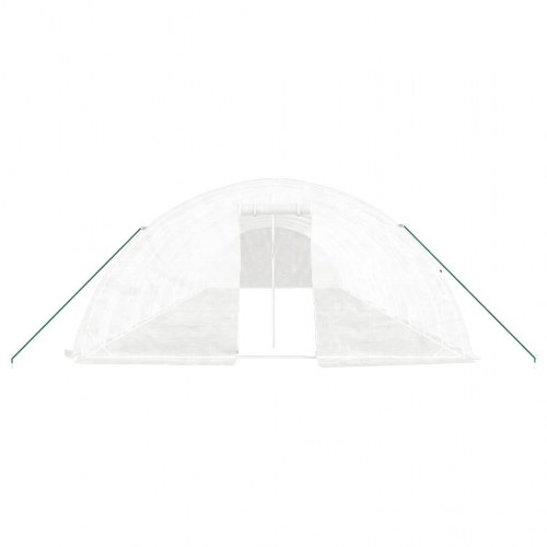 Drivhus med stålstel 70 m² 14 x 5 x 2,3 m hvid